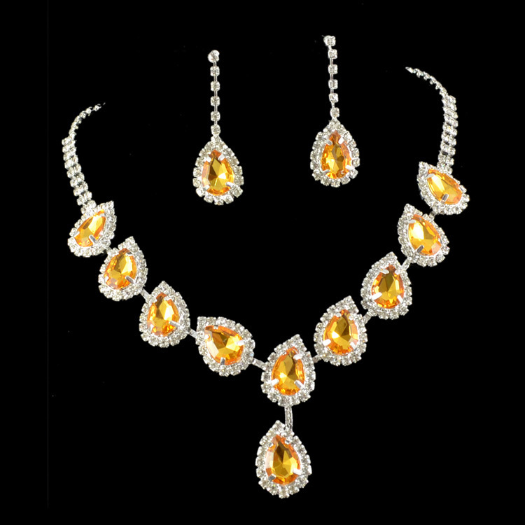 Bridal Jewelry Set Color Rhinestone Necklace - Image 4