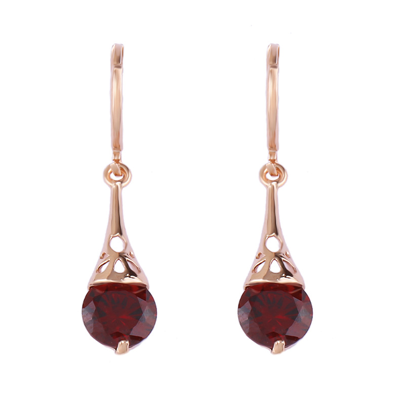 Rose Gold Drop Earrings Copper Zircon - Image 7