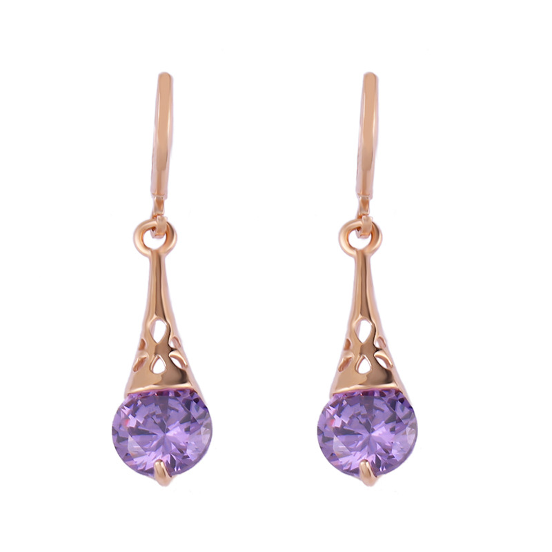 Rose Gold Drop Earrings Copper Zircon - Image 8