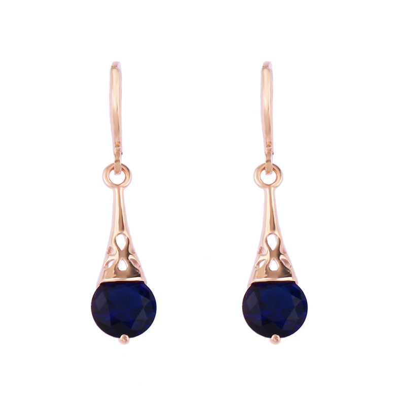 Rose Gold Drop Earrings Copper Zircon - Image 10