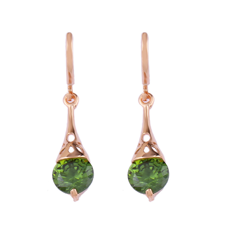 Rose Gold Drop Earrings Copper Zircon - Image 9