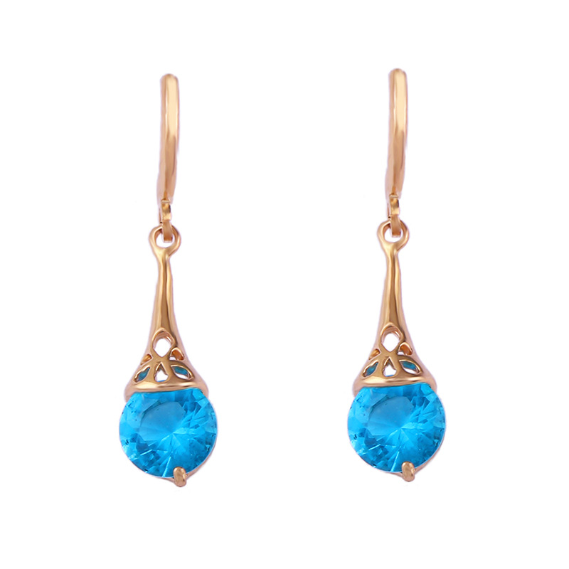 Rose Gold Drop Earrings Copper Zircon - Image 5