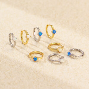 S925 Silver Ins Cold Style Opal Inlaid Ear Ring