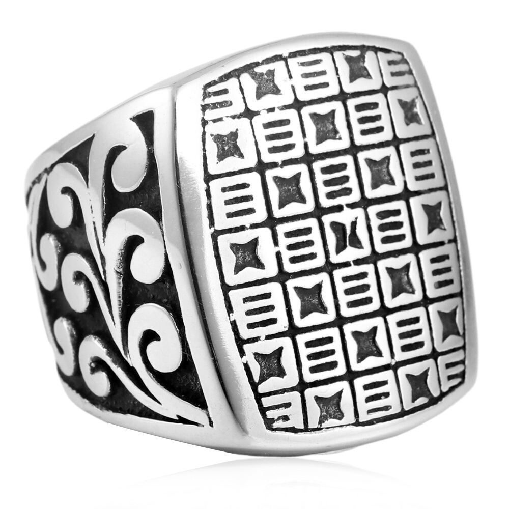 Retro Square Titanium Steel Square Ring - Image 5