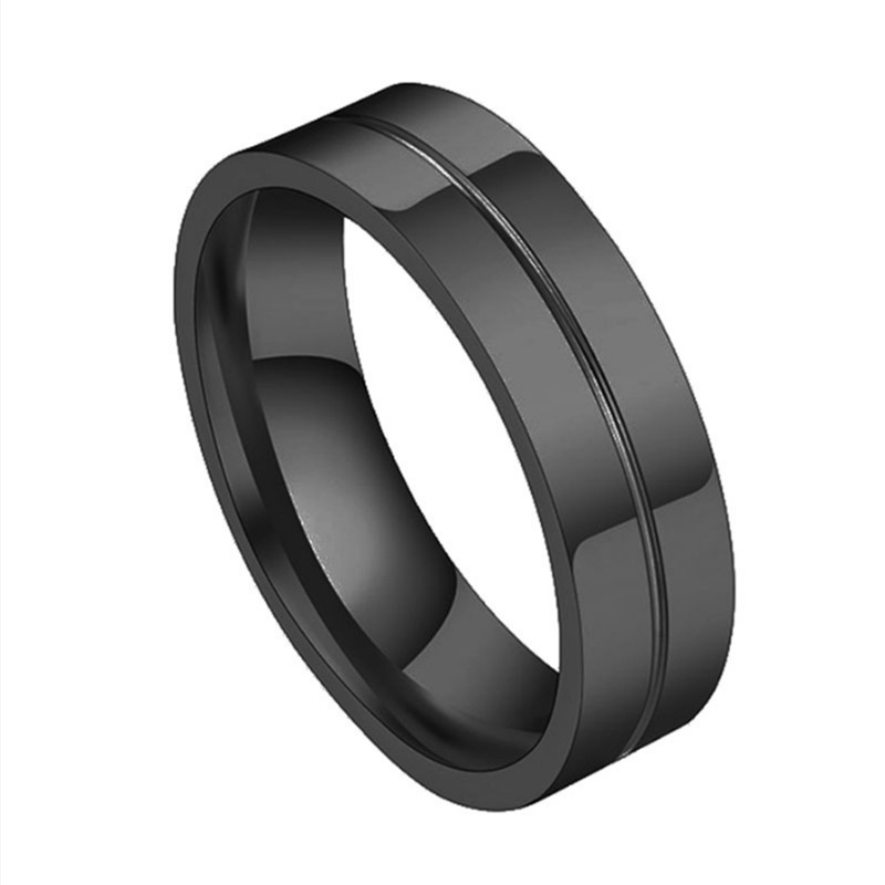 Simple Car Line Men s Titanium Steel Ring Zircon Couple Ring - Image 4