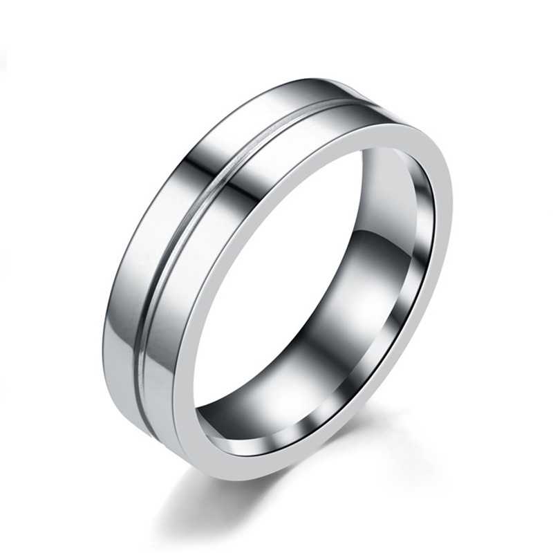 Simple Car Line Men s Titanium Steel Ring Zircon Couple Ring - Image 2