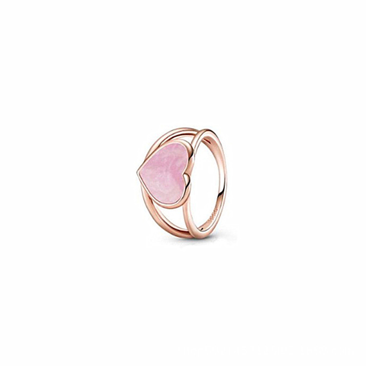 Sterling Silver Ring Rose Gold Solitaire Ring Epoxy Love Heart Ring - Image 5