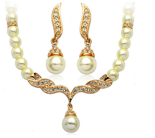 Factory Direct Korean Version, Elegant Angel Wings, Fashionable Pearl Necklace, Earrings, Bridal Suit 9086 - Image 3