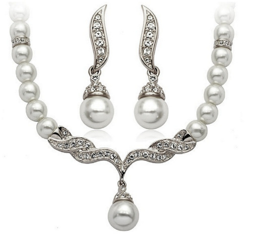 Factory Direct Korean Version, Elegant Angel Wings, Fashionable Pearl Necklace, Earrings, Bridal Suit 9086 - Image 6
