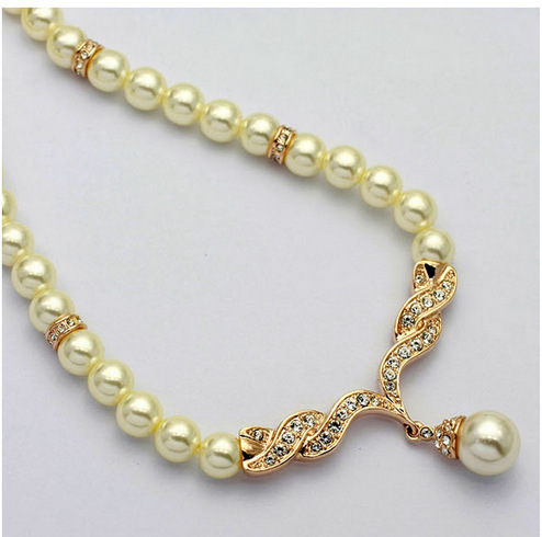 Factory Direct Korean Version, Elegant Angel Wings, Fashionable Pearl Necklace, Earrings, Bridal Suit 9086 - Image 2