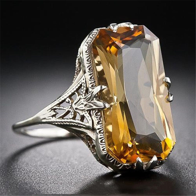 Citrine Hollow Carved Ring Europe and America - Image 4