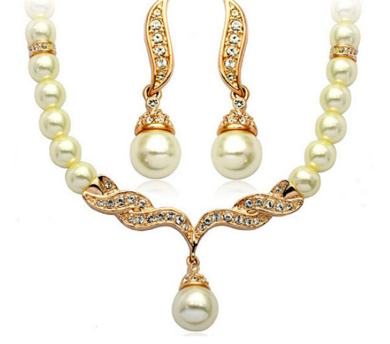 Factory Direct Korean Version, Elegant Angel Wings, Fashionable Pearl Necklace, Earrings, Bridal Suit 9086 - Image 4