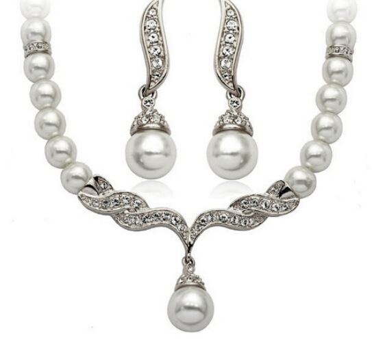 Factory Direct Korean Version, Elegant Angel Wings, Fashionable Pearl Necklace, Earrings, Bridal Suit 9086 - Image 5