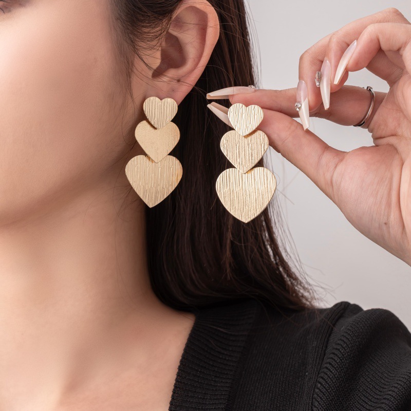 Three-layer Heart Shaped Love Earrings Simple Pendant Acrylic - Image 7