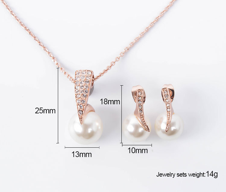 Creative Bridal Pearl Necklace Earrings Jewelry Set - Image 3