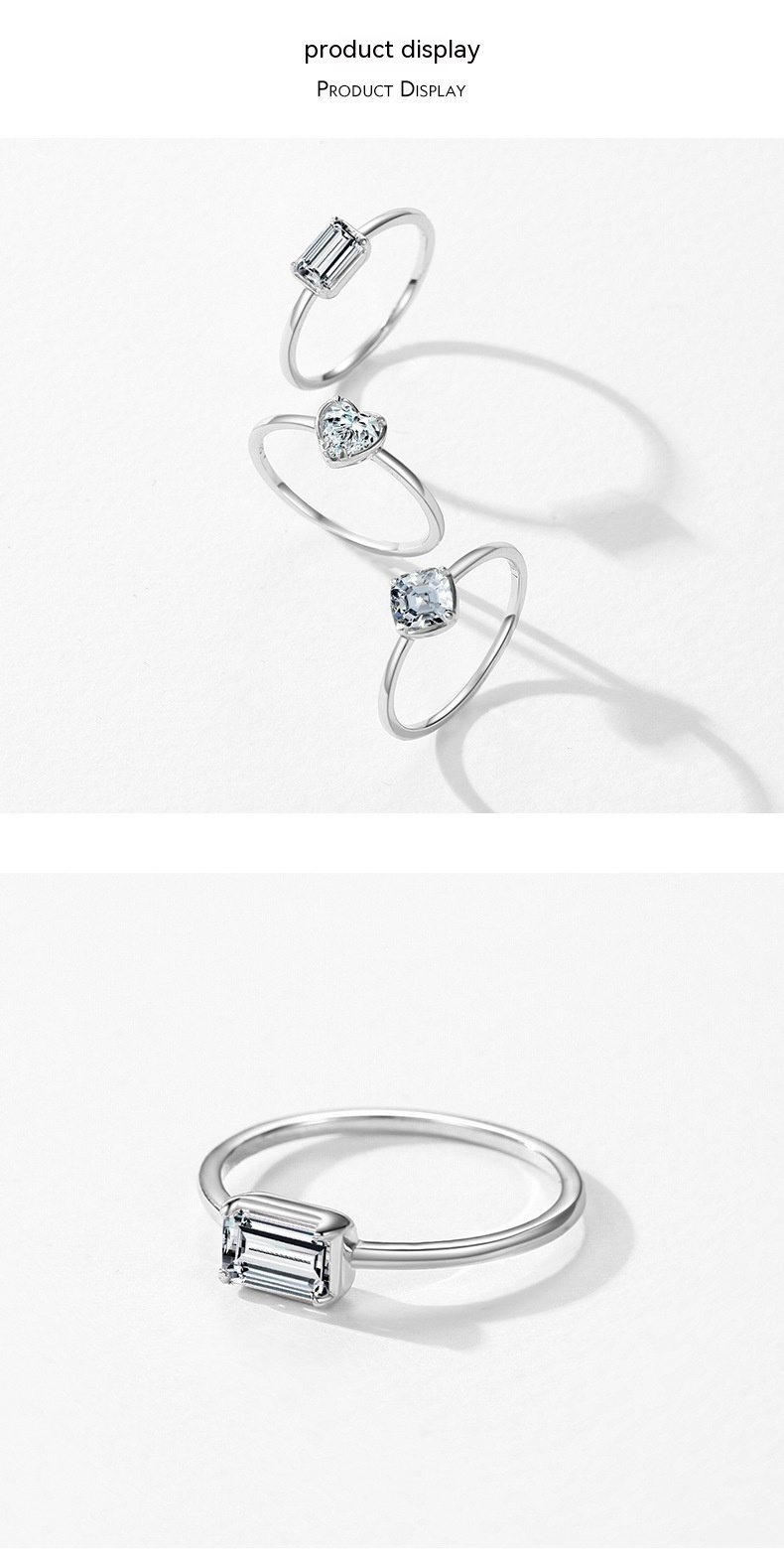 S925 Sterling Silver Sweet Heart Marriage Engagement Ring - Image 5