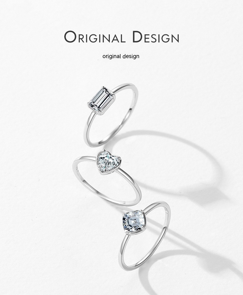 S925 Sterling Silver Sweet Heart Marriage Engagement Ring - Image 8