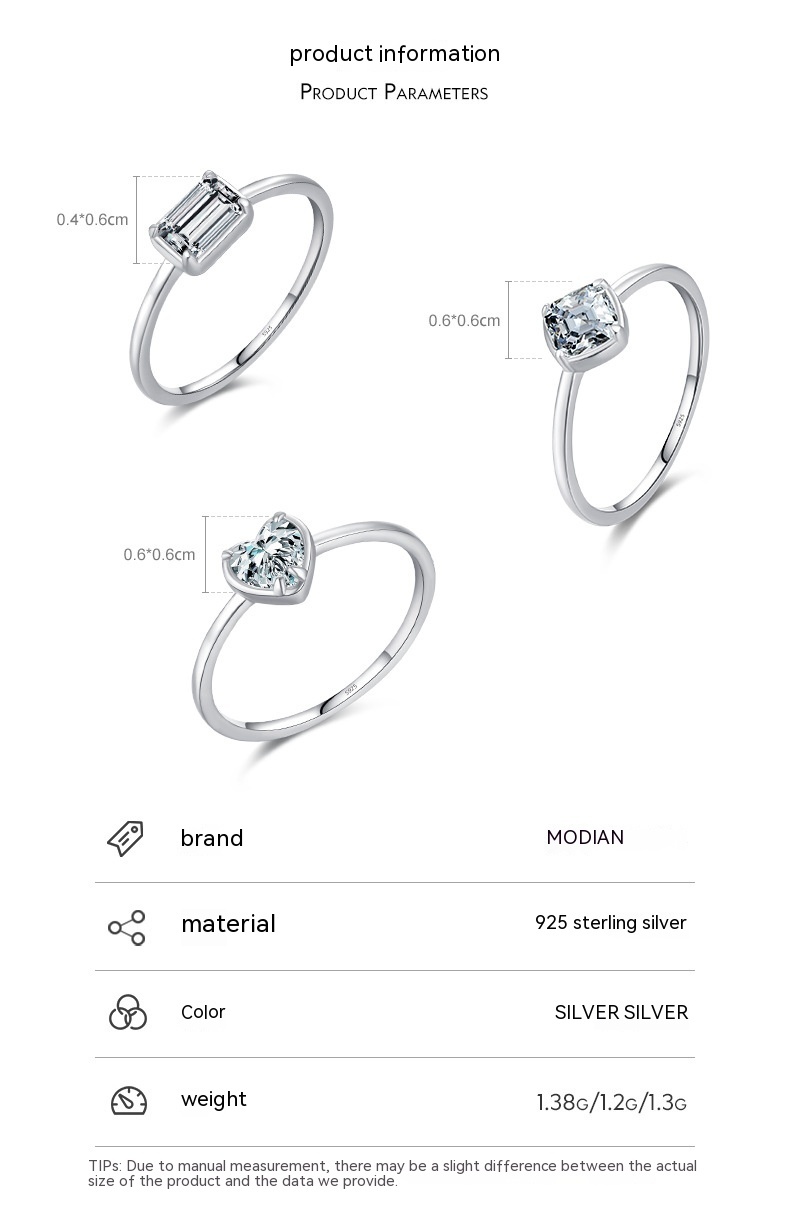 S925 Sterling Silver Sweet Heart Marriage Engagement Ring - Image 9