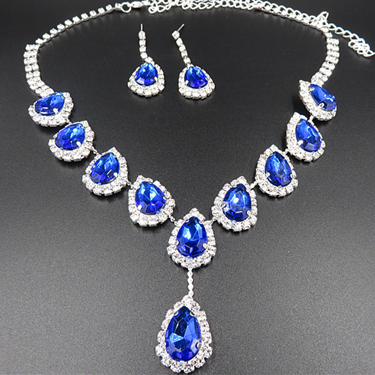Bridal Jewelry Set Color Rhinestone Necklace - Image 3
