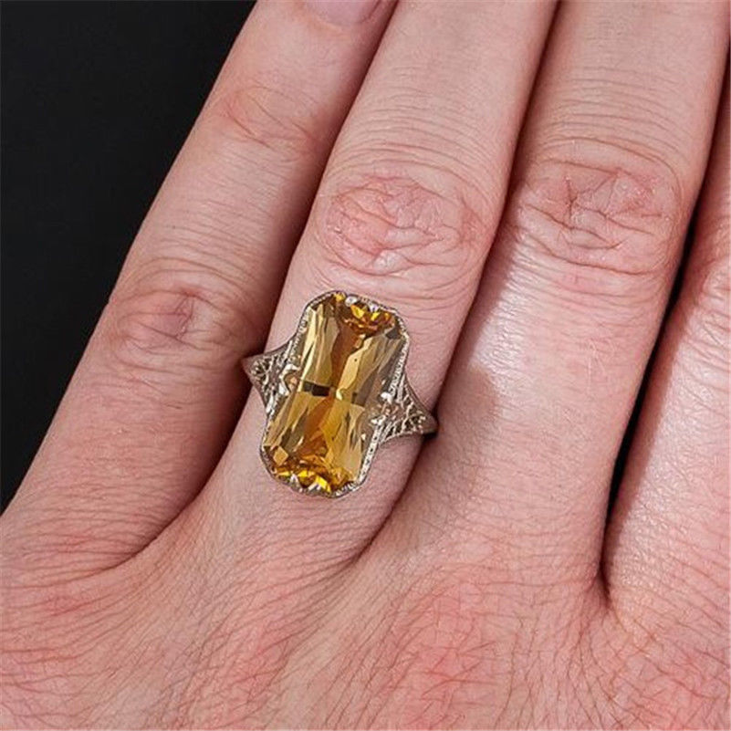 Citrine Hollow Carved Ring Europe and America - Image 5
