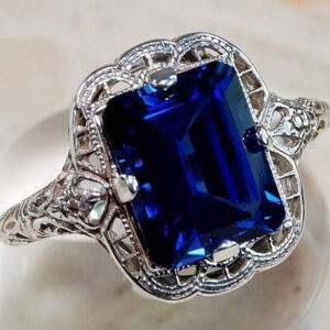 Hot new plated plated 925 silver diamond sapphire ring European and American engagement ring