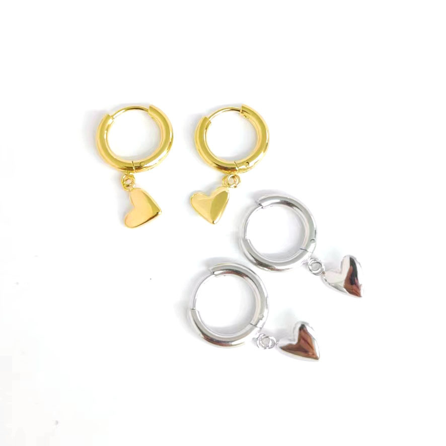 Peach Heart Stainless Steel 18K Gold Earrings - Image 5