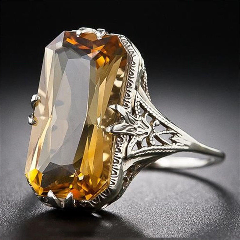 Citrine Hollow Carved Ring Europe and America - Image 2