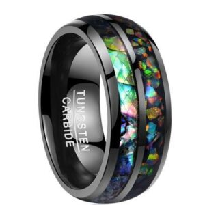 Tungsten Gold Ring With Black Veneer Plating