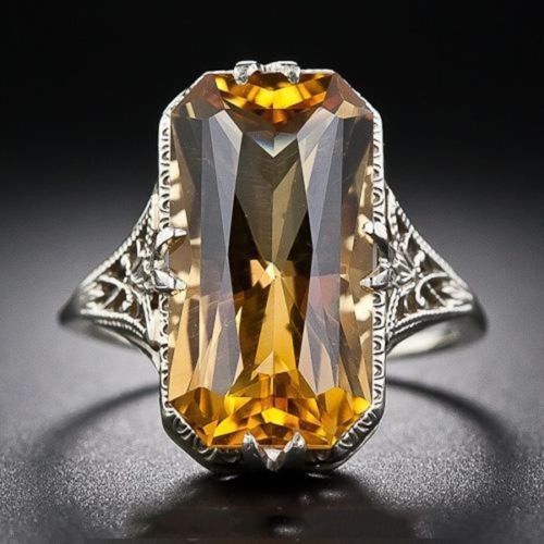 Citrine Hollow Carved Ring Europe and America - Image 3