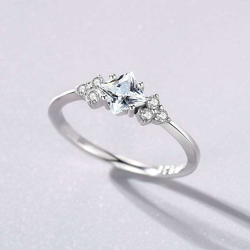 S925 Silver Ring Female Japanese And Korean Simple Light Luxury Zircon - Image 3