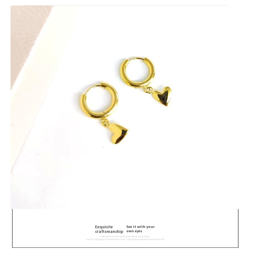 Peach Heart Stainless Steel 18K Gold Earrings - Image 6