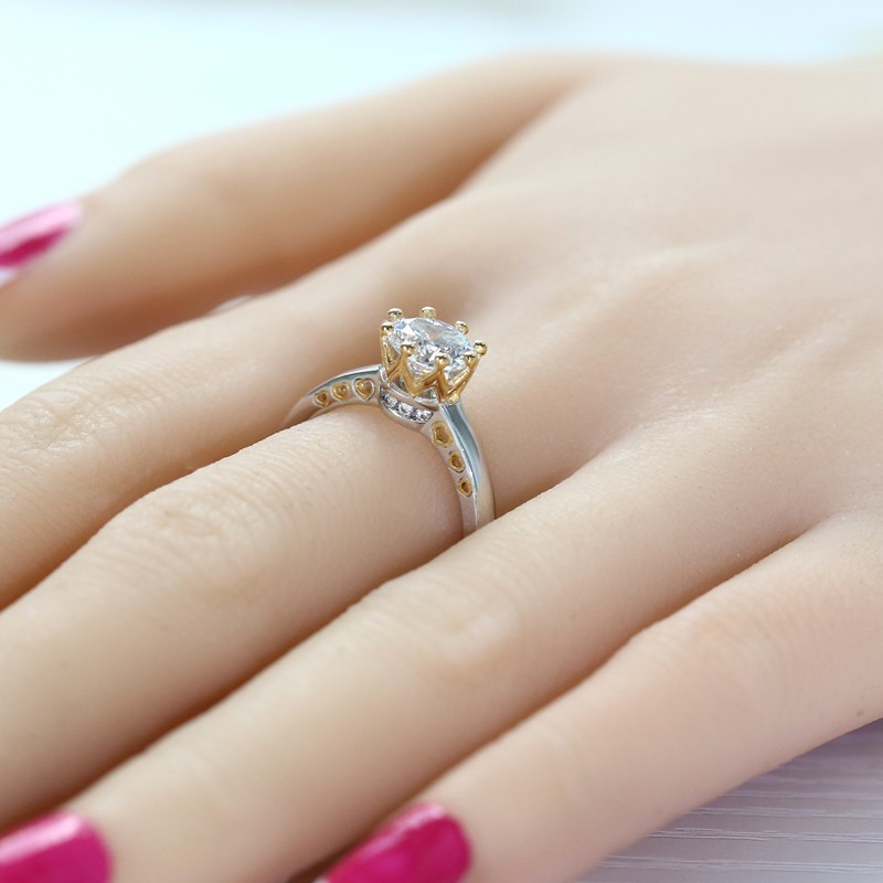 Ring Color Separation Crown Zircon Heart Shape - Image 5
