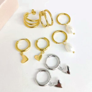 Peach Heart Stainless Steel 18K Gold Earrings