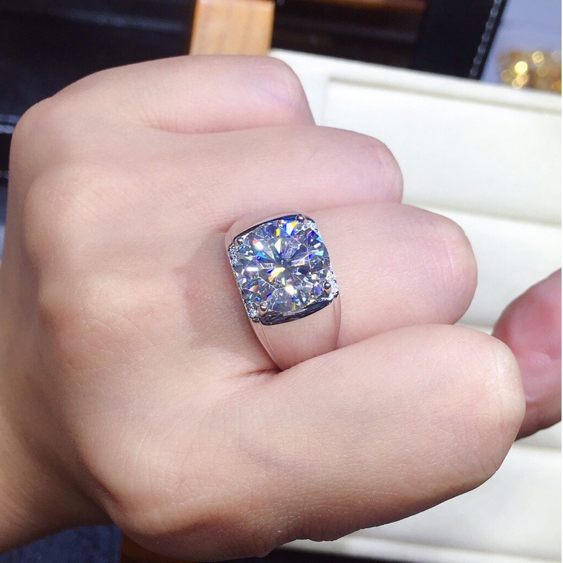 Men's 5 Karat Eight Hearts And Eight Arrows Plated PT950 Simulation Moissanite Open Ring - Image 5