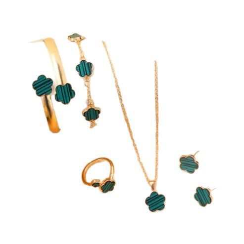 Five Petal Flower 5-piece Necklace Brace Lace Bracelet Stud Earrings Ring - Image 5