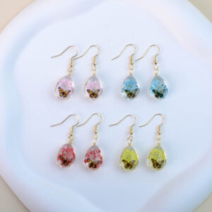 Butterfly Dried Flowers Gypsophila Lace Flower Earrings