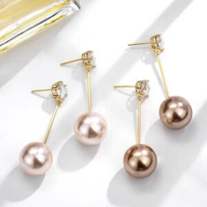 Sterling Silver Needle Pearl Earrings Exaggerated And Personalized