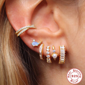 Sterling Silver Earrings Square Colorful Crystals