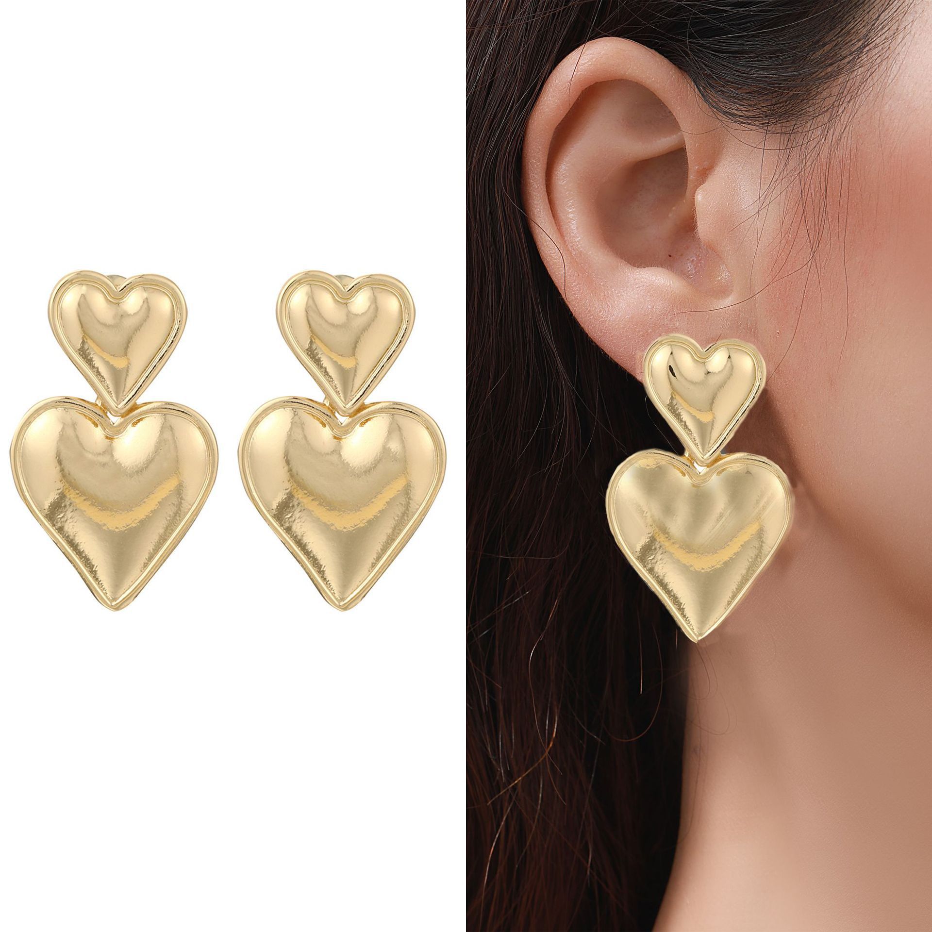 Three-layer Heart Shaped Love Earrings Simple Pendant Acrylic - Image 4