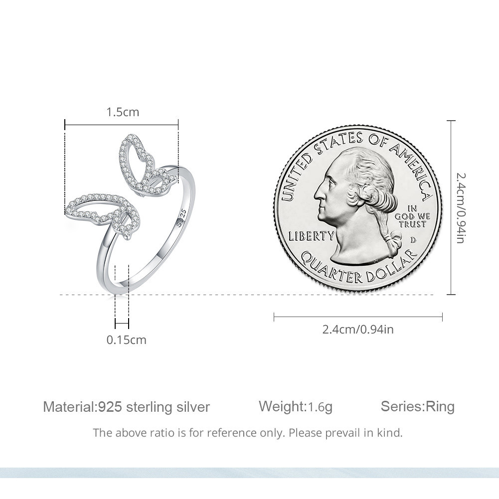 White Gold Plated Zircon Hollow Insect Ring - Image 6