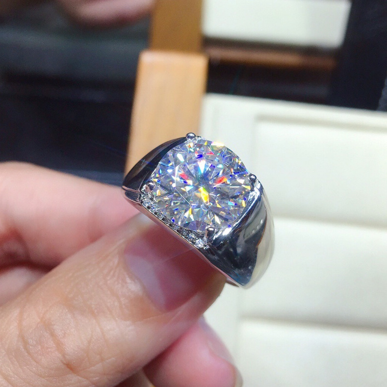 Men's 5 Karat Eight Hearts And Eight Arrows Plated PT950 Simulation Moissanite Open Ring - Image 6