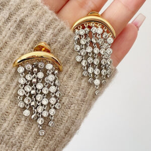Exaggerated Zircon Ins Tassel Earrings Niche Design