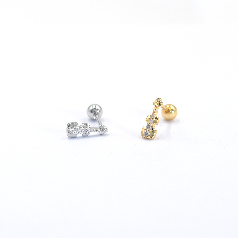 Fairy Micro Inlaid Zircon Love Key Small Ear Studs - Image 2