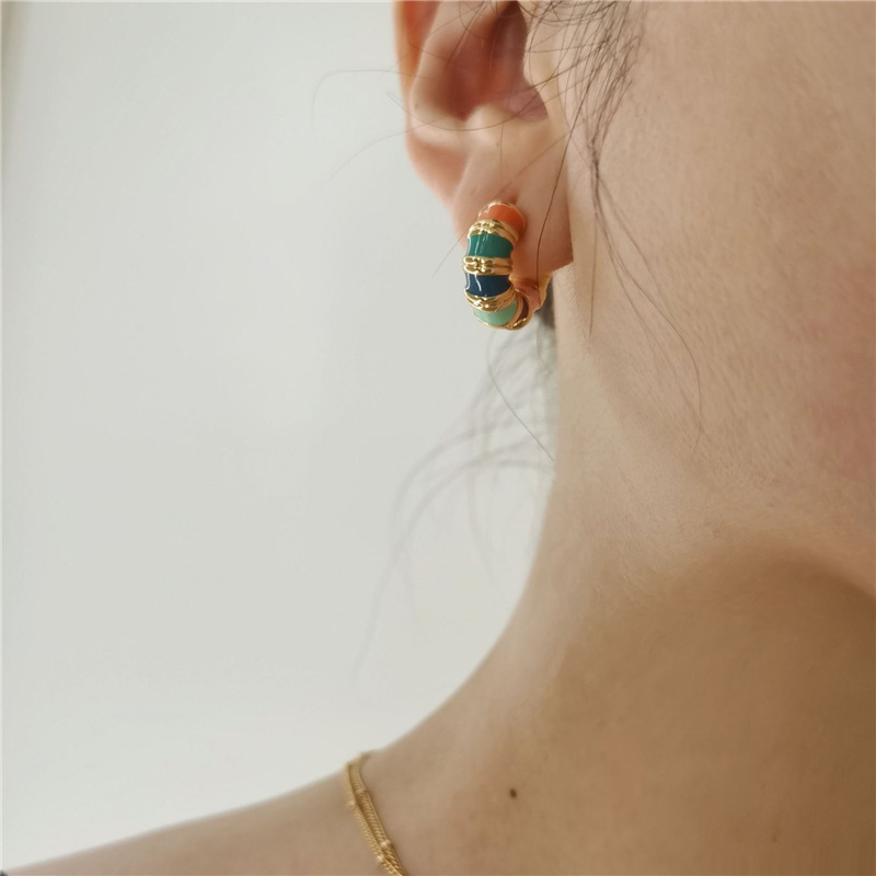 Retro Colorful Oil Macaron Ear Clip - Image 3