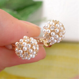 Non-piercing Pearl Rice Ball Ear Studs