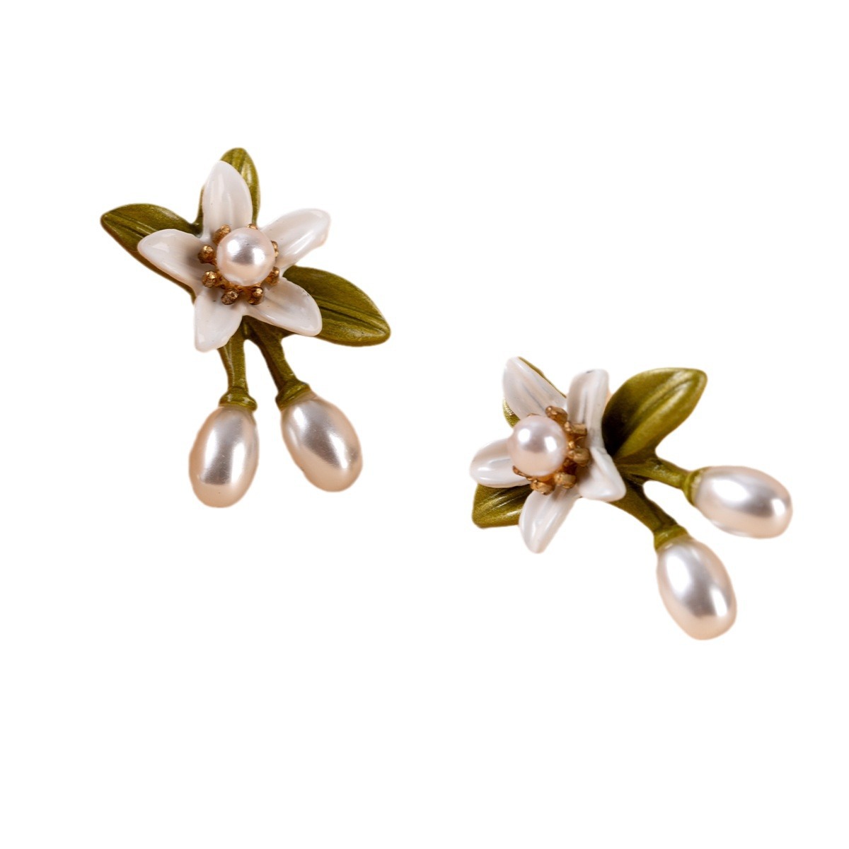 European And American Super Fairy Mori Style Lily Pearl Stud Earrings - Image 5