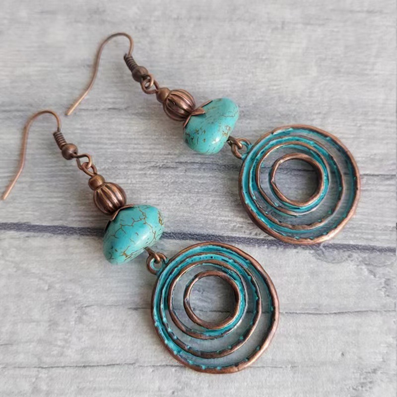 Retro Ethnic Style Earrings Bohemian Turquoise - Image 2