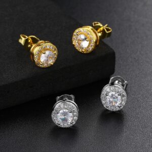 Round Full Diamond Hip Hop Stud Earrings