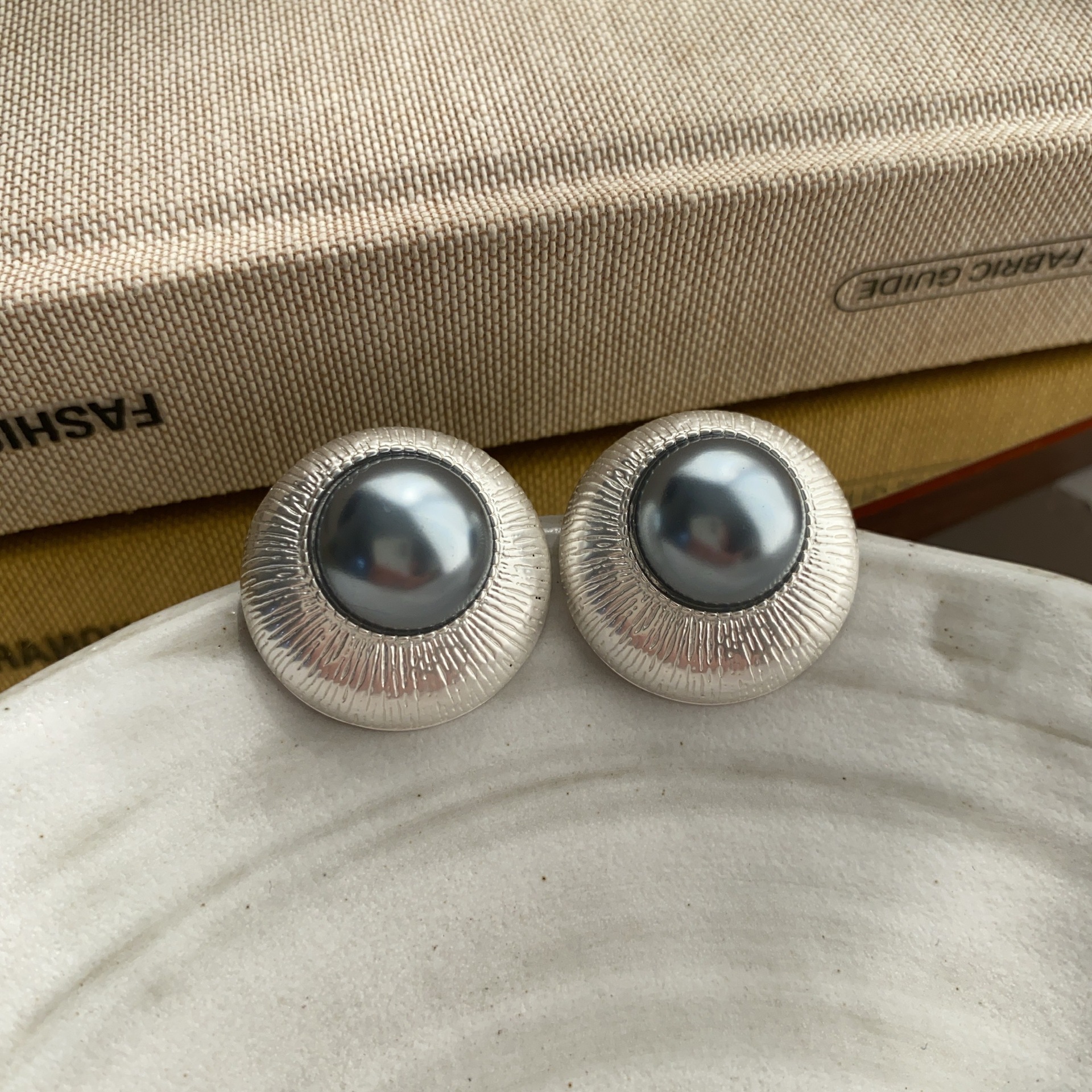 Mid-ancient French Irregular Texture Pearl Earrings - Image 2