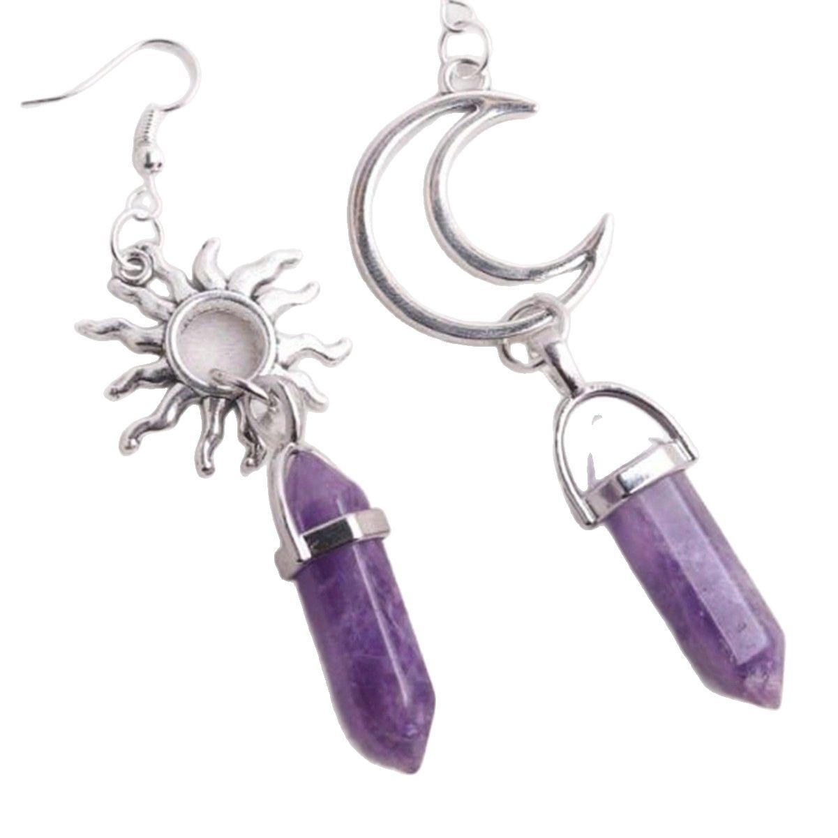 Vintage Sun Moon Hexagon Prism Crystal Earrings - Image 6